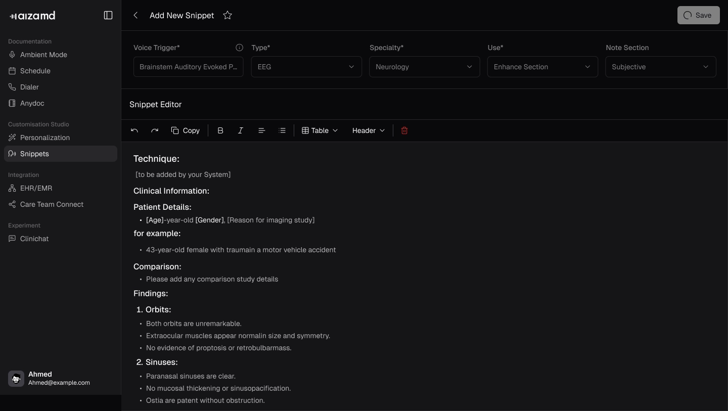 Add new snippet filled
