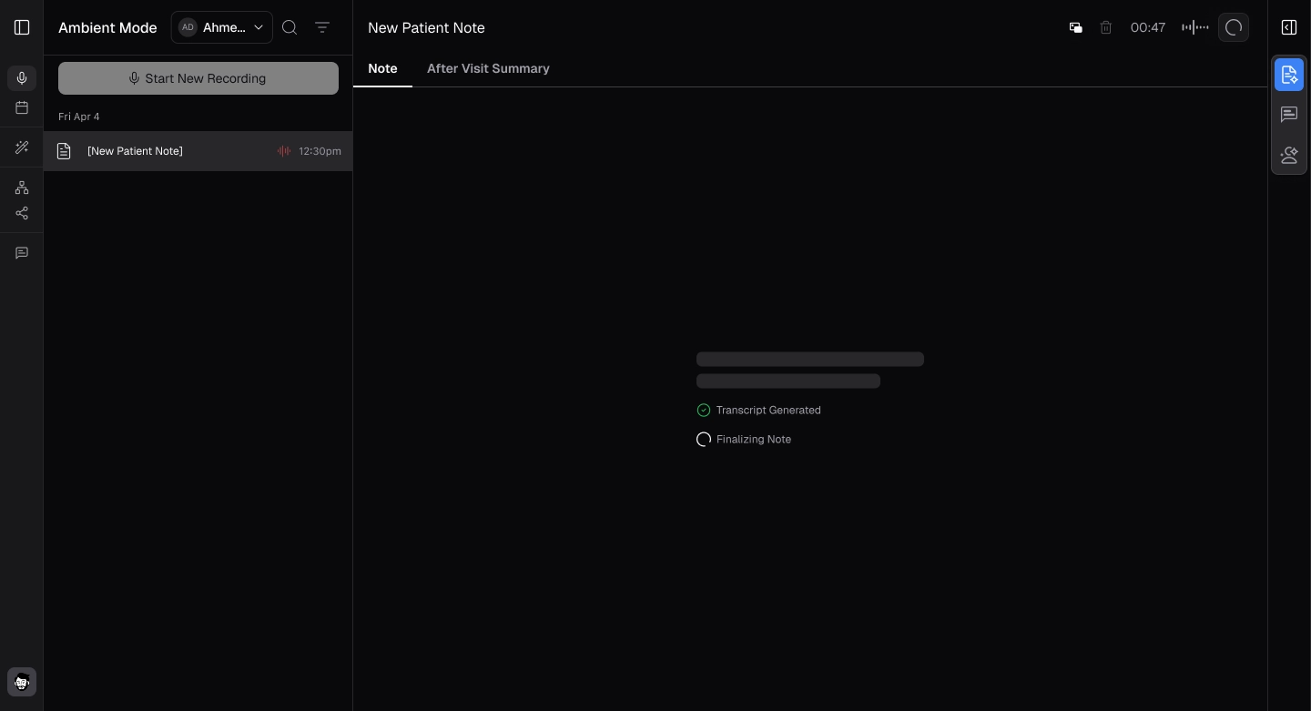 Ambient Mode - audio recording and transcript