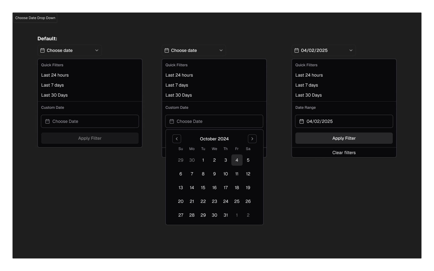 Date dropdown selection