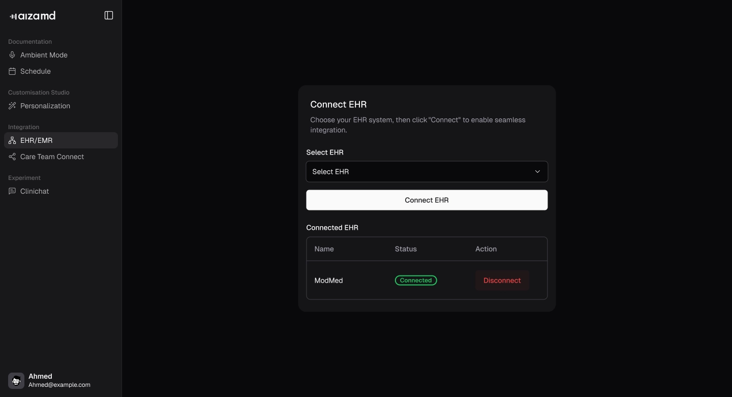 EHR connected status