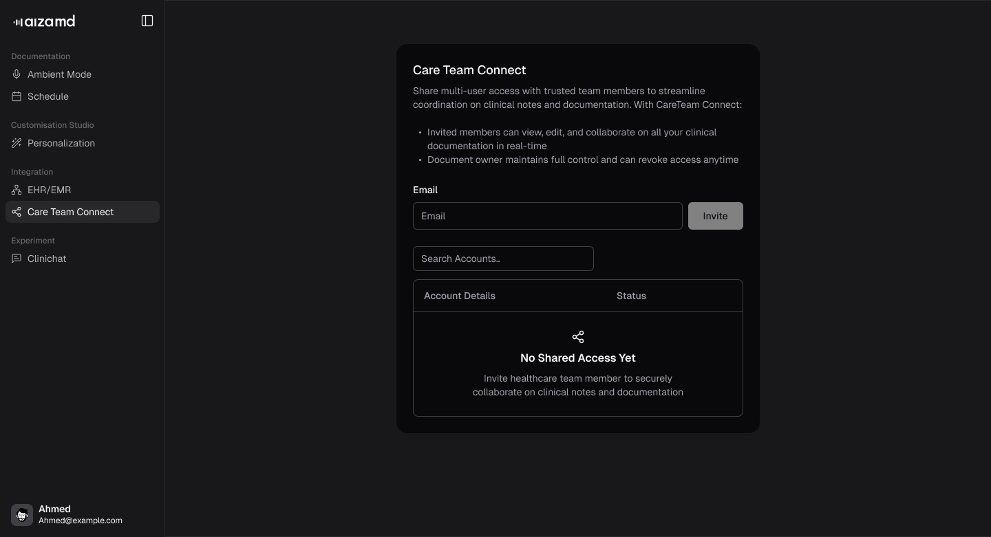 CareTeam Connect - enter email