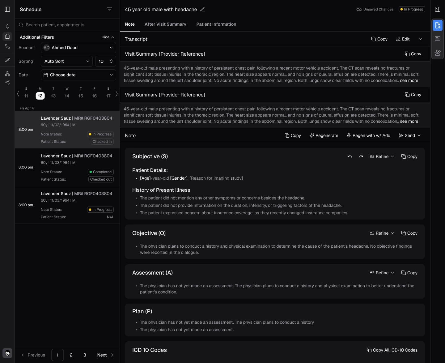 Select In Progress appointment