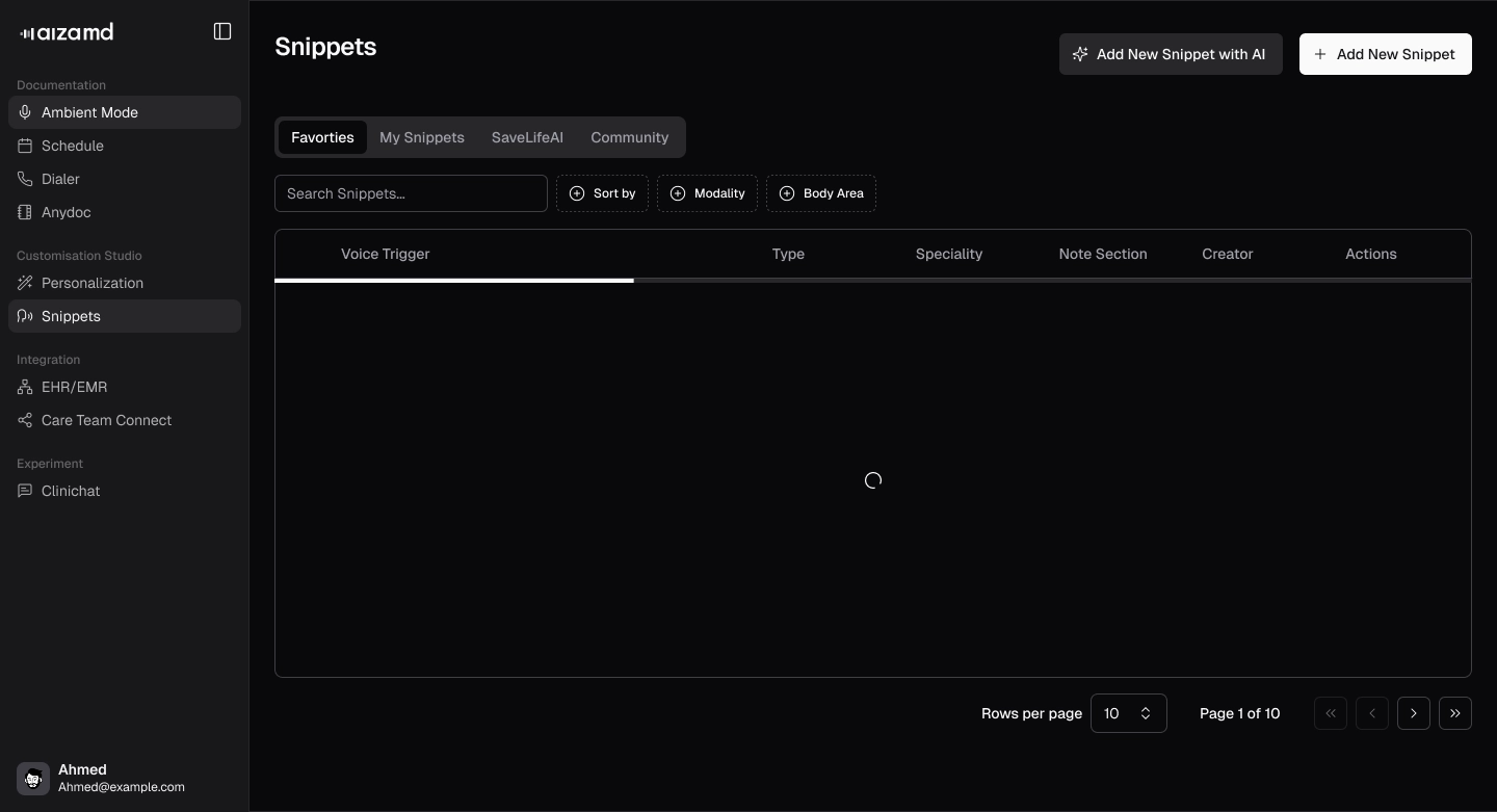 Snippets first load