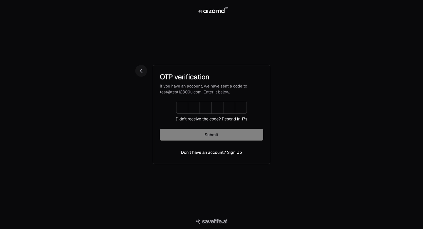 OTP verification screen