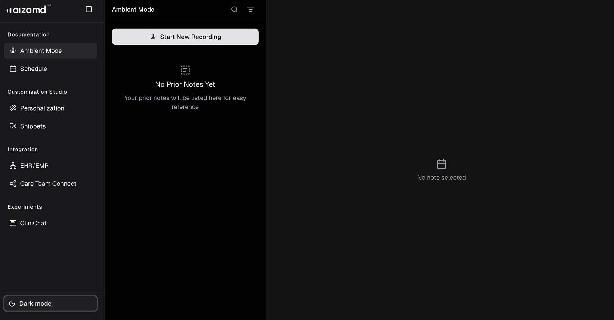Dark mode selected