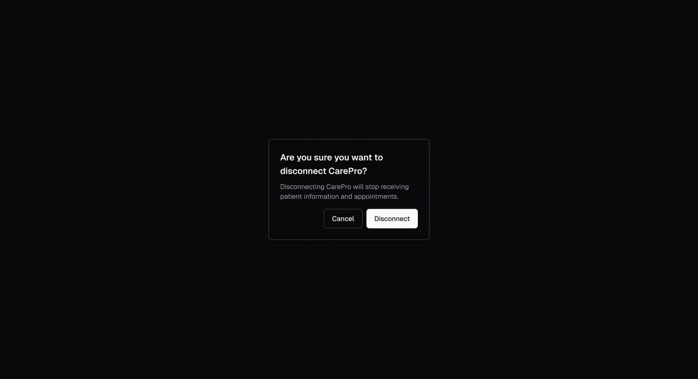 Disconnect confirmation popup
