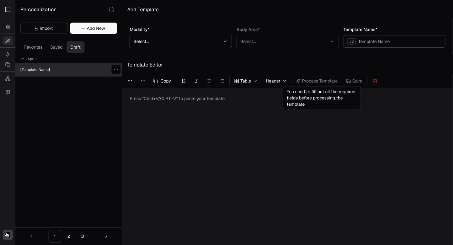 Template editor