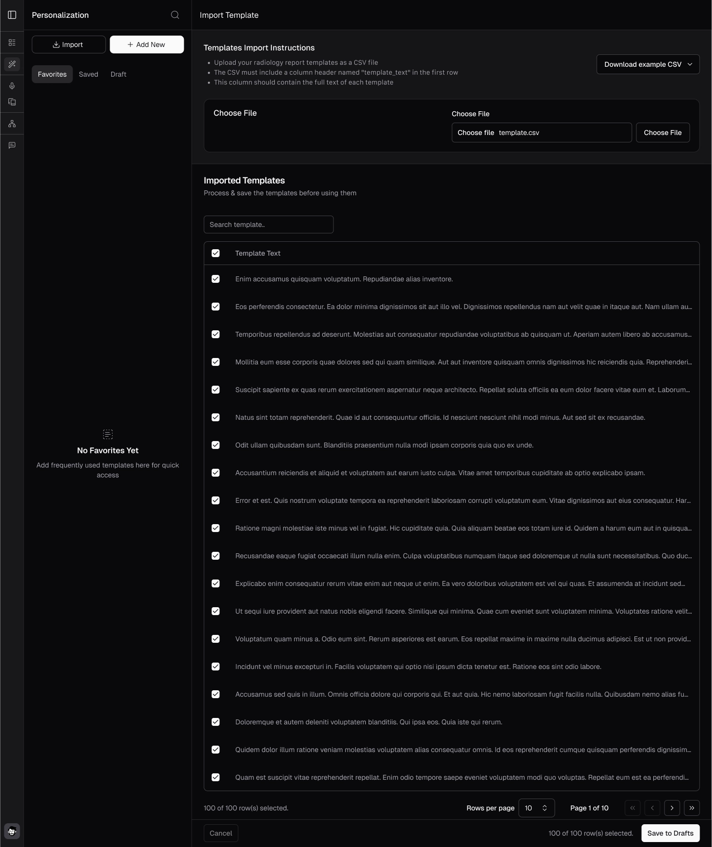 Imported files visible