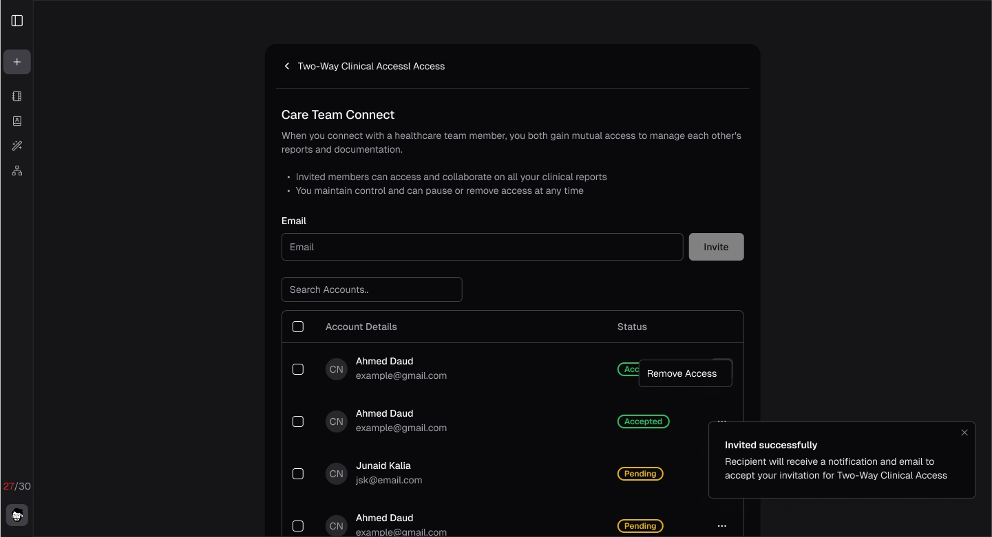 Remove access button