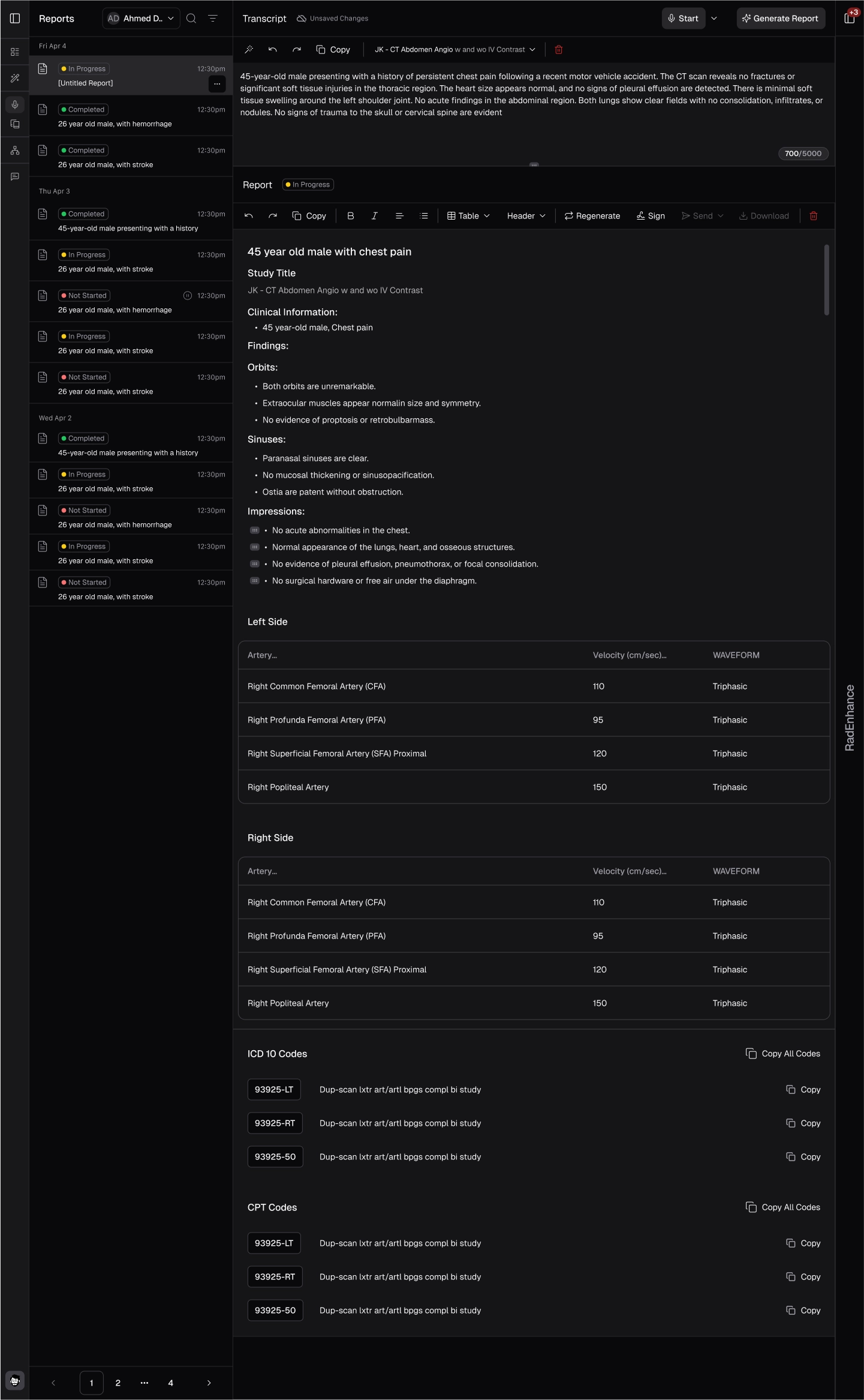 Generate report from transcript