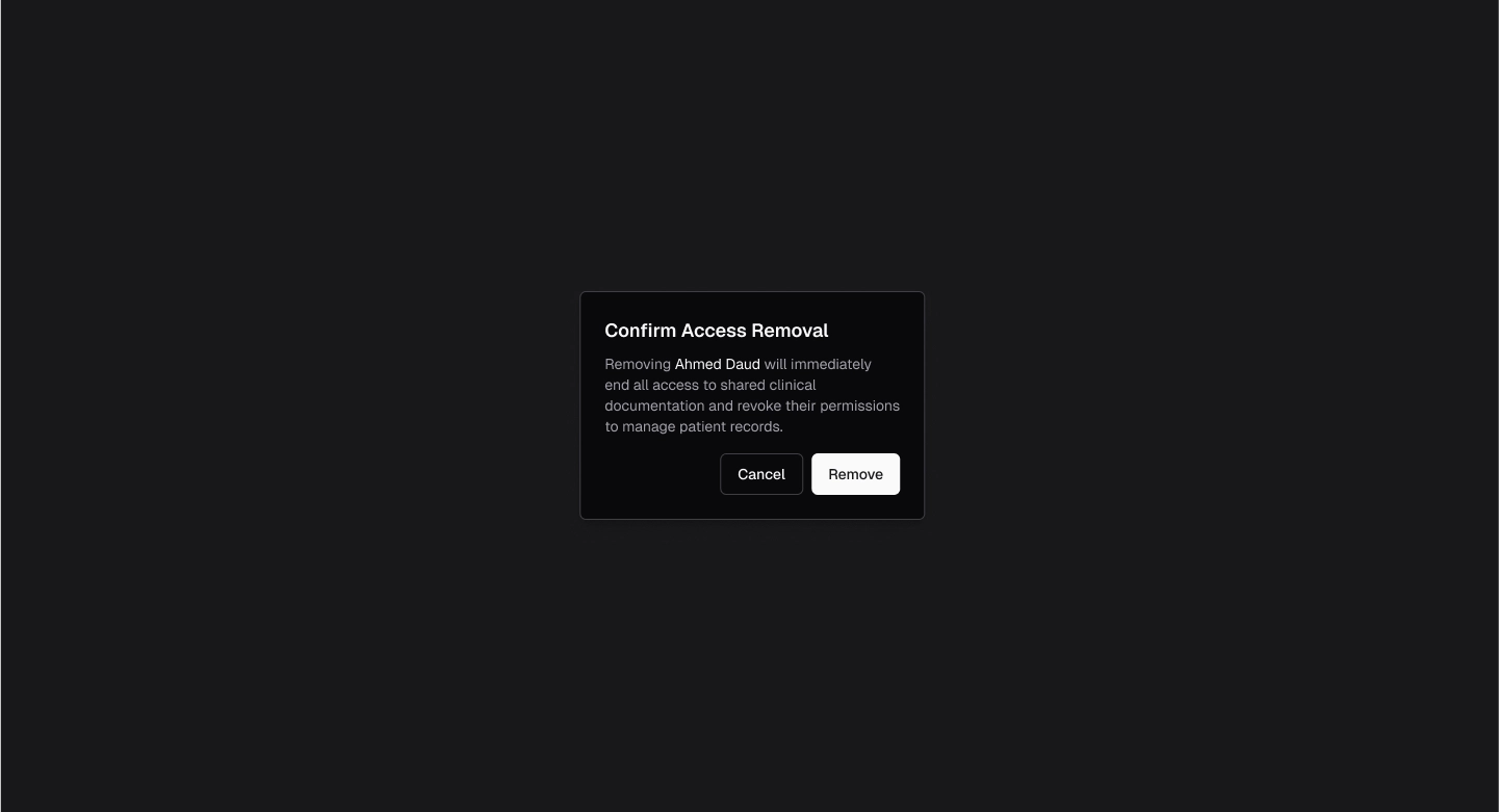 Access removal confirmation