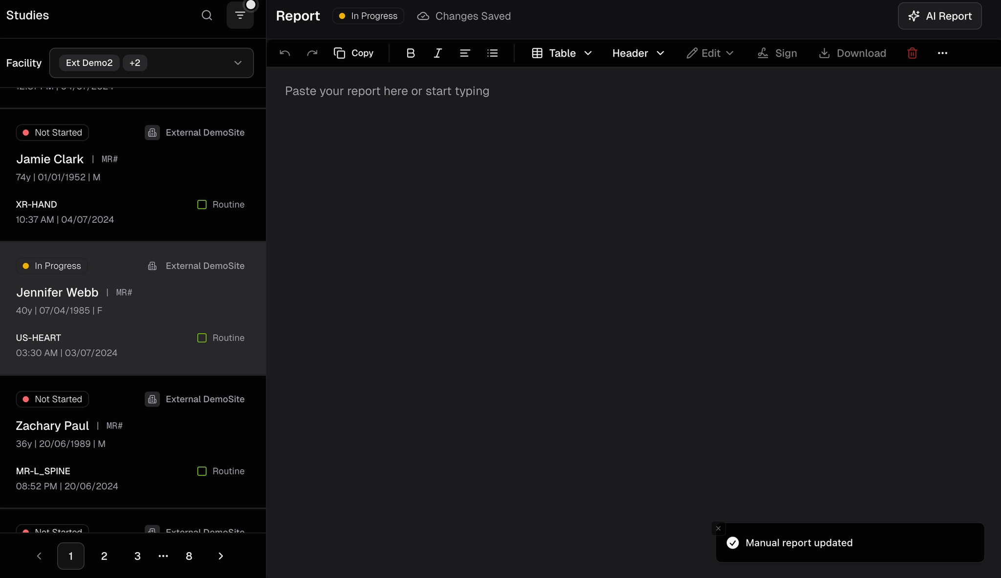 Completed report in companion mode
